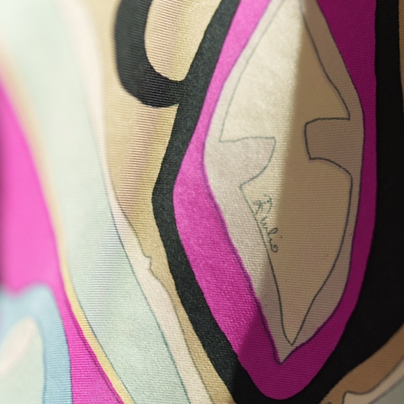 EMILIO PUCCI Vintage Multicolour Psychedelic Long Sleeve Silk Blouse - Picture 7 of 13